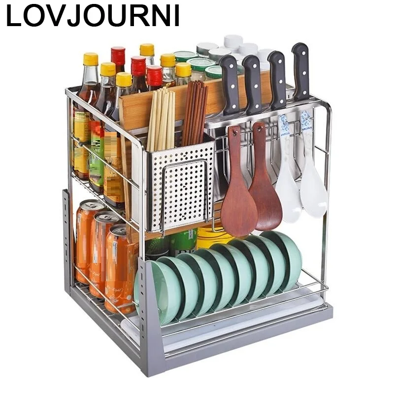 

Platos Cucina Organizer and Storage Accesorios Armario Stainless Steel Cocina Rack Kitchen Cabinet Cestas Para Organizar Basket