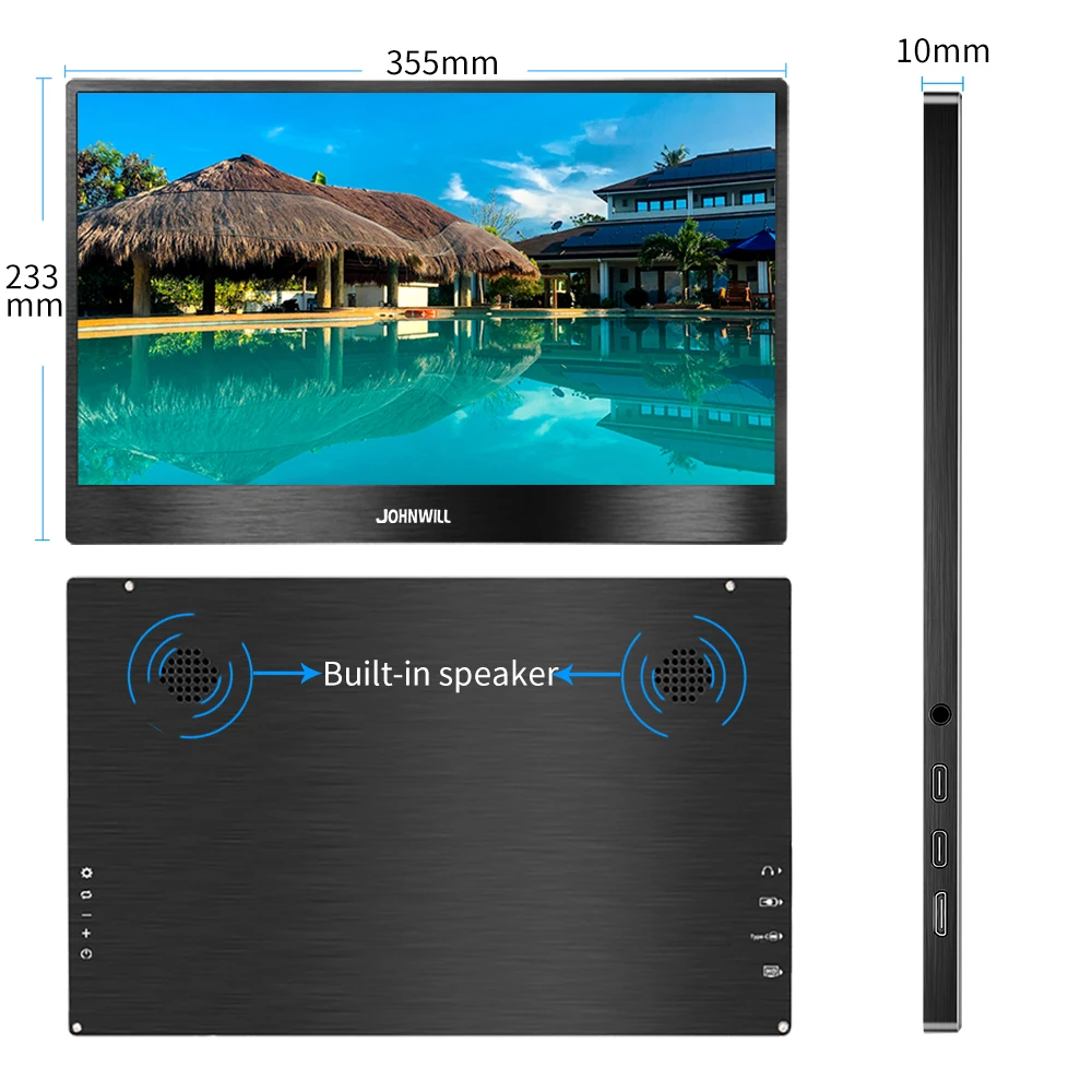 battery portable monitor 15 6 inch 1080p ips lcd display hdmi dp type c for pc laptop phone ps4 switch xbox 1080p gaming monitor free global shipping