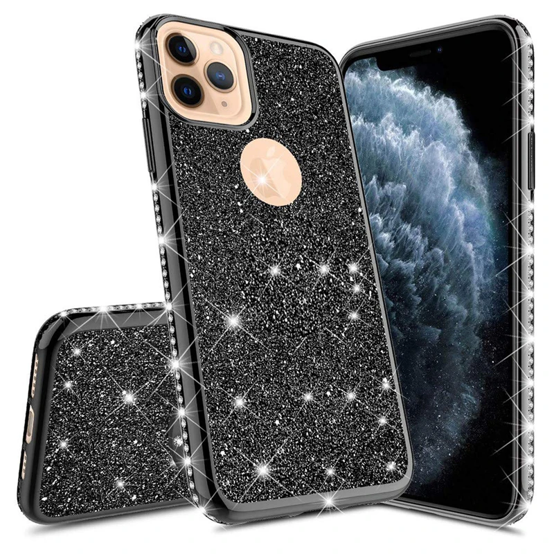 Роскошный силиконовый чехол со стразами для iPhone 11 Pro max 2019 мягкий из ТПУ Apple iphone XR XS