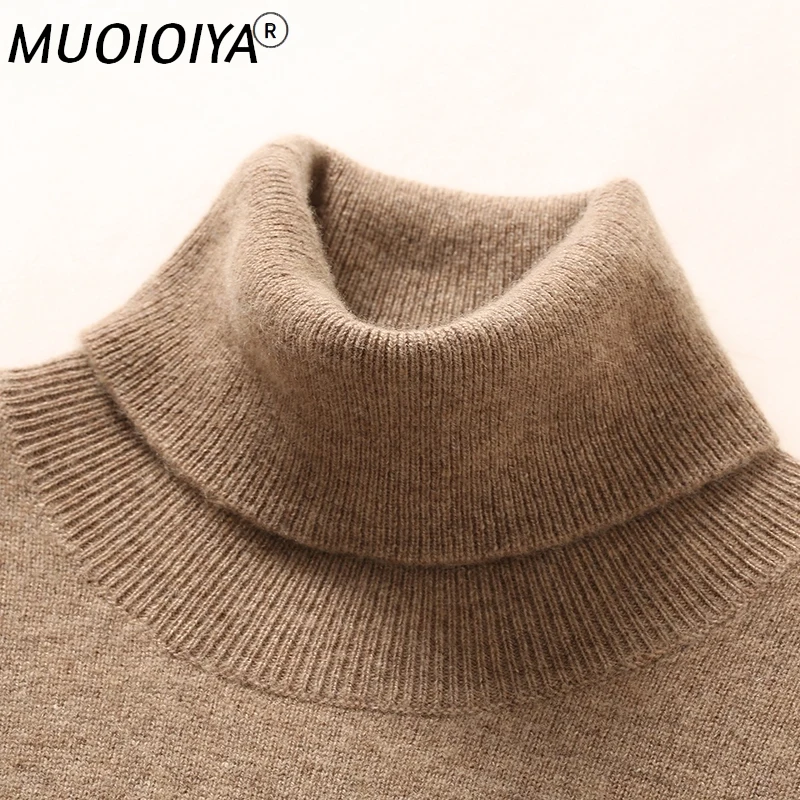 

100% Pure Cashmere High-End Women Turtleneck Casual Long Sweater Dress Female Spring Autumn Soft knitted Girl Clothes 5Colors