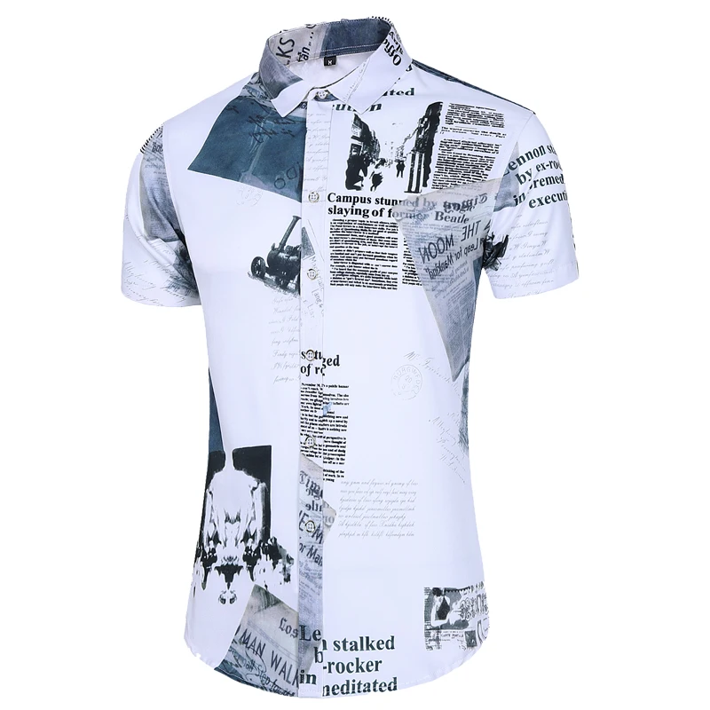 Летняя мужская модная рубашка с принтом повседневные рубашки коротким рукавом