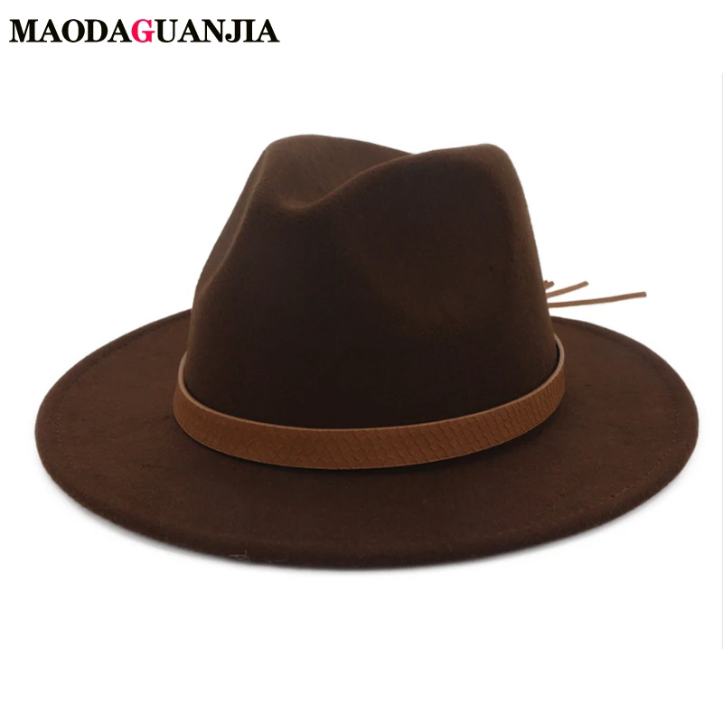 Шляпа фетровая женская с широкими полями шляпа в британском стиле винтажная для