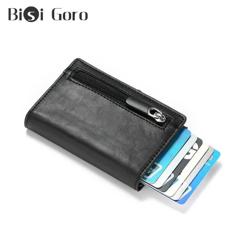 BISI GORO алюминиевый кошелек маленький женский rfid-блокировка мини-металлический