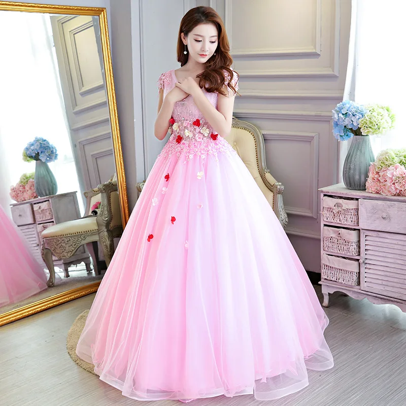 Розовые платья для Quinceanera с аппликацией и бисером торжества разноцветные Бальные