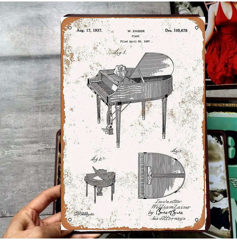 

Современное пианино, лакированный металлический жестяной знак, винтажная Наклейка на стену для бара, паба, мужская пещера в стиле ретро, жес...