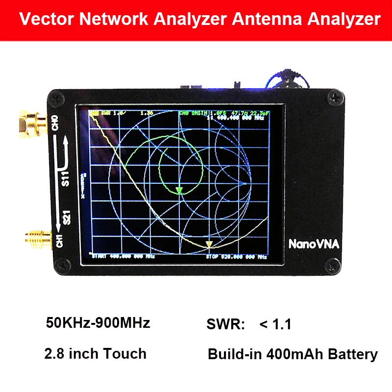 Векторный анализатор сети NanoVNA VNA 2 8 дюйма ЖК-дисплей HF VHF UHF УФ 50 кгц-900 МГц антенный