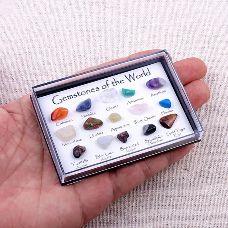 

Natural Crystal Ore Specimens 15 Kinds Of Mineral Rough Natural Geology Teaching Materials For Children Home Decor