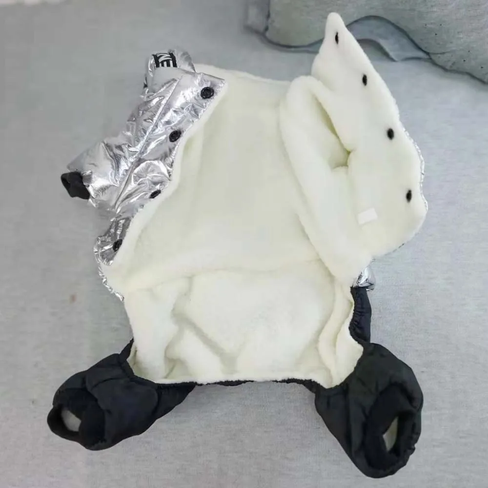 Серебристый комбинезон для собак Толстая Толстовка с капюшоном парка зимняя