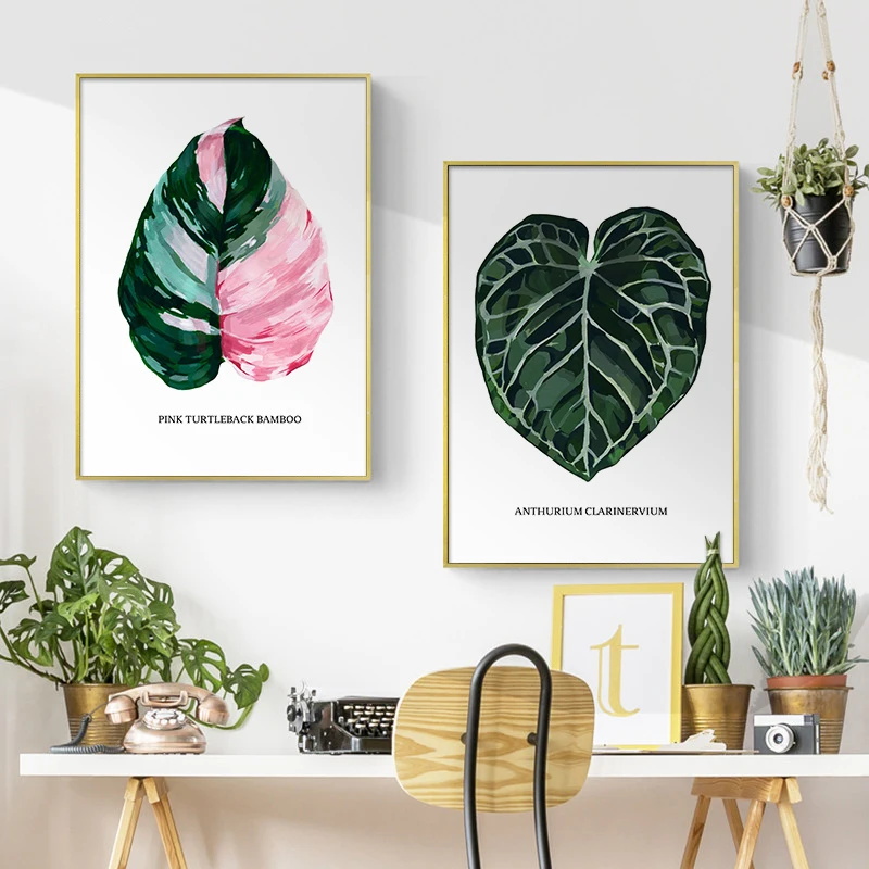 

Fresh Tropical Plants Poster Green Leaves Scandinavian Style Picture Modern Wall Art Paintings for Living Room Home Decoration