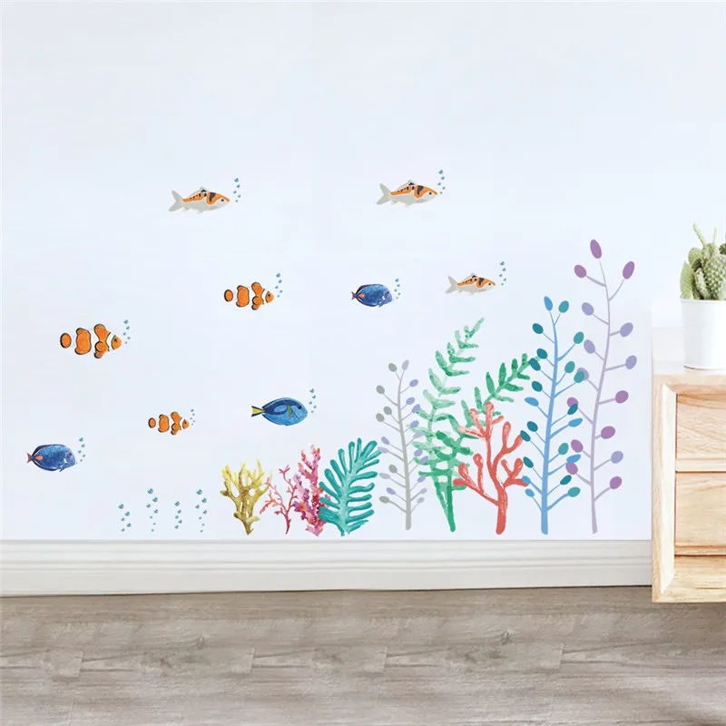 Наклейка на стену с изображением рыбных пузырей и растений | Дом сад