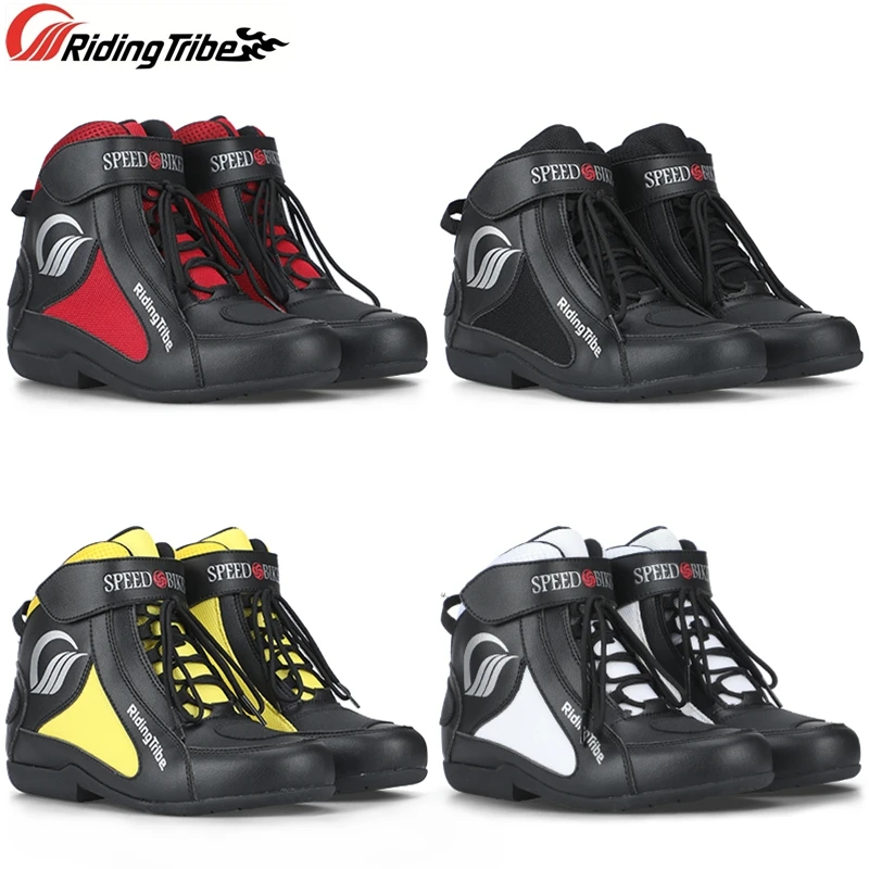 Мужские и женские ботинки для езды на мотоцикле из микрофибры кожаные дышащие