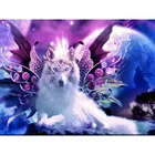 Алмазная живопись 5D из круглых страз, волк, бриллиантовая вышивка Фэнтези крыльев, сделай сам, домашний декор, подарок W54