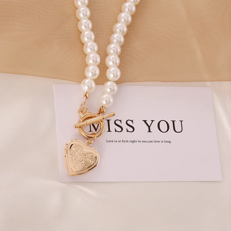 

Women's Jewelry Elegant Style Love Pendant Handmade Pearl Necklace Fashion All-match Heart Pendant Necklace