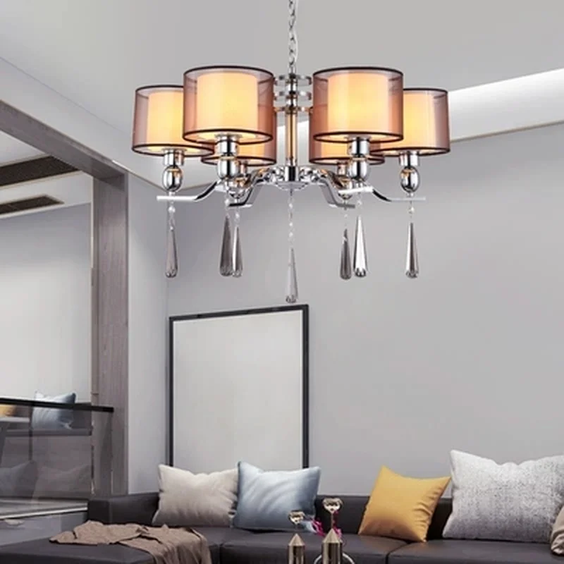 Люстра современная ткань абажур столовая хрустальная люстра высокого качества