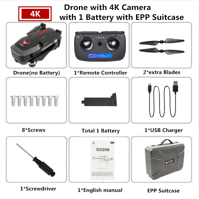 1 Black-4K-Epp Box Дрон SG906 4K gps Дроны с камерой HD бесщеточный Квадрокоптер сопротивляющийся сильному ветру селфи Квадрокоптер с камерой VS F11 B5W - Цвет: 1 Black-4K-Epp Box