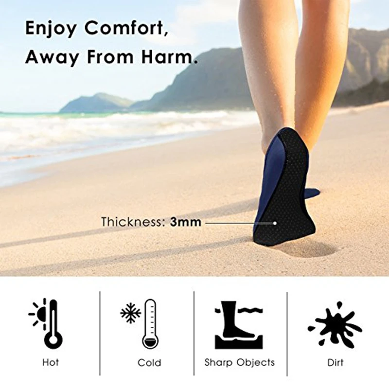 Унисекс Босиком водная кожа обувь Аква носки для пляжный плавательный серфинга