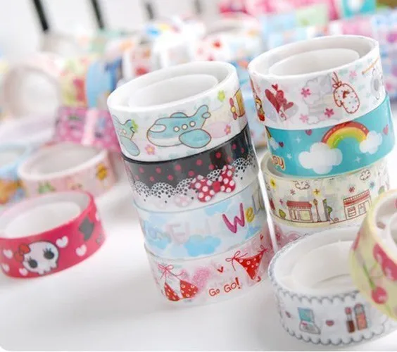 

10 рулонов милых мультяшных наклеек для скрапбукинга wf3 Washi Deco смешанные стикеры офисные канцелярские принадлежности подарок