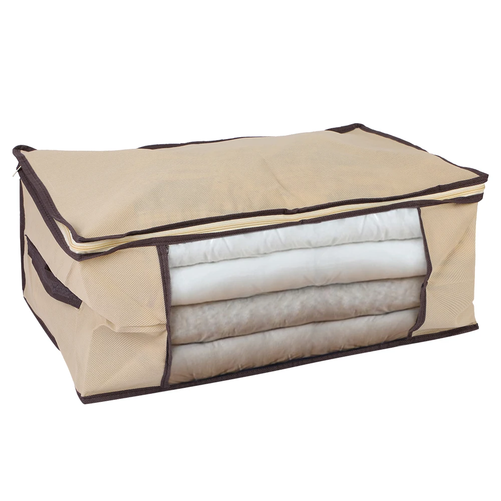 beige 60x45x30cm Многоцветная сумка для хранения одежды, сумка для хранения одежды с застежкой-молнией, органайзер для сортировки, нижнее белье, носки, органайзер для одежды - Цвет: beige 60x45x30cm