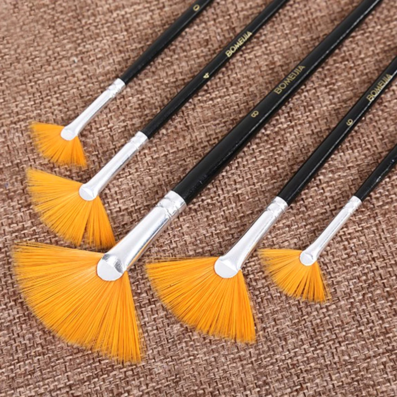 

5pcs Fan Shape Gouache Painting Pen Nylon Hair Paint Brush Drawing Art Suppl