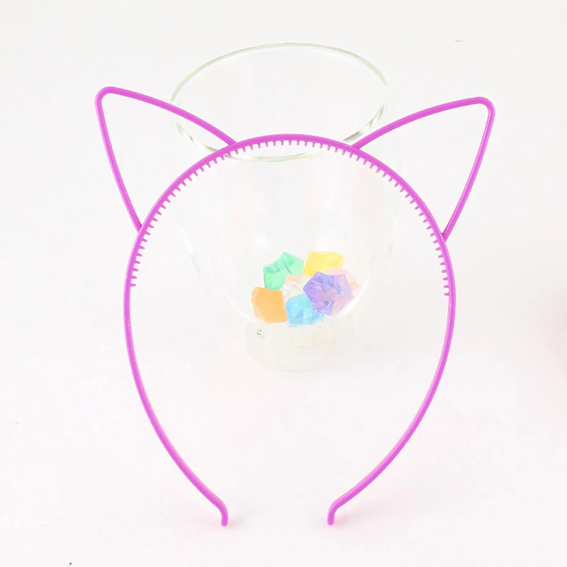 Cat Ear Pueple 12 шт./лот, блестящая повязка на волосы с единорогом, ободок, повязка на голову для женщин и девочек, кошачьи ушки, Русалочка, пластиковая повязка для волос, аксессуары для волос, горячая распродажа - Цвет: Cat Ear Pueple