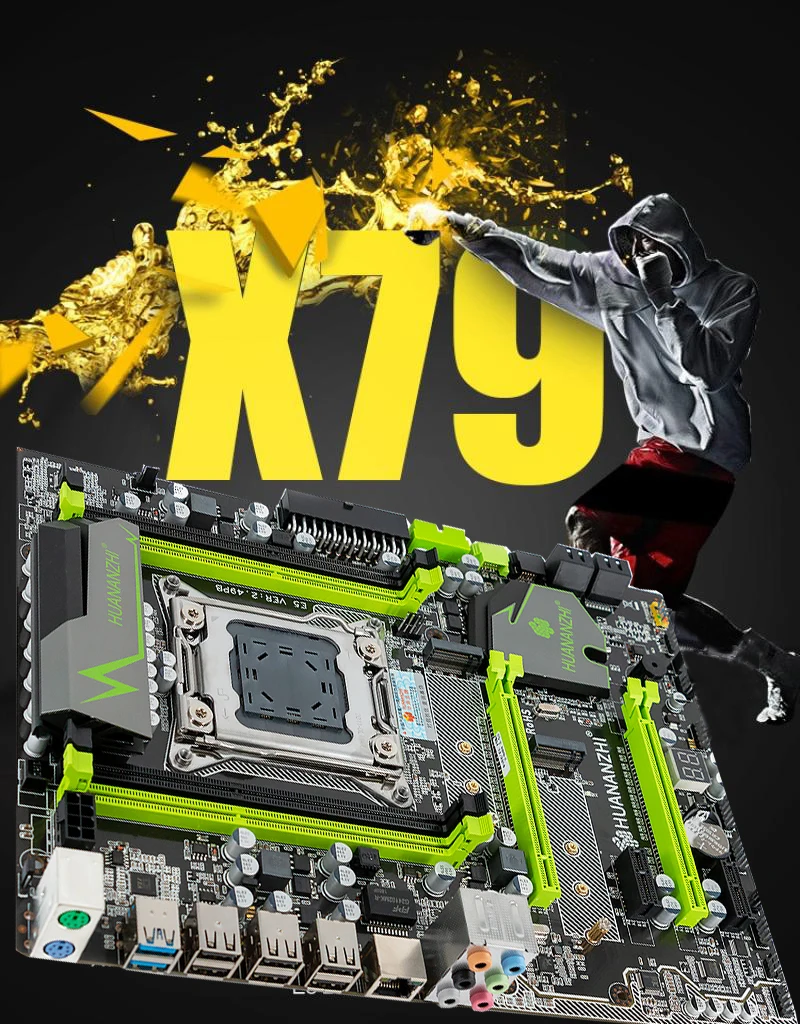HUANANZHI X79 LGA2011 материнская плата huanan x79 V2.49 ATX USB3.0 SATA3 PCI-E NVME M.2 поддержка памяти REG ECC и процессор Xeon E5