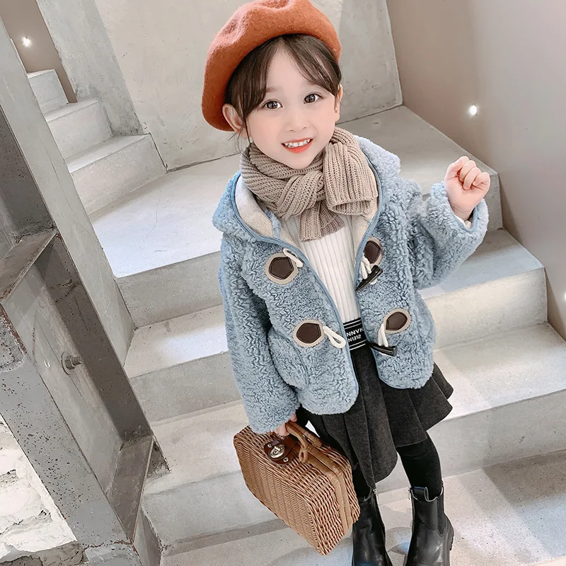 

Осень-зима 2021, пальто для девочек, детская повседневная верхняя одежда, уличные Детские теплые флисовые куртки с капюшоном, модная одежда дл...