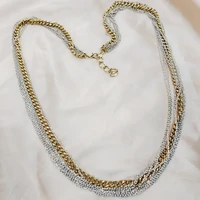 metal multilayer multifaceted chain ladys necklace sweater chain