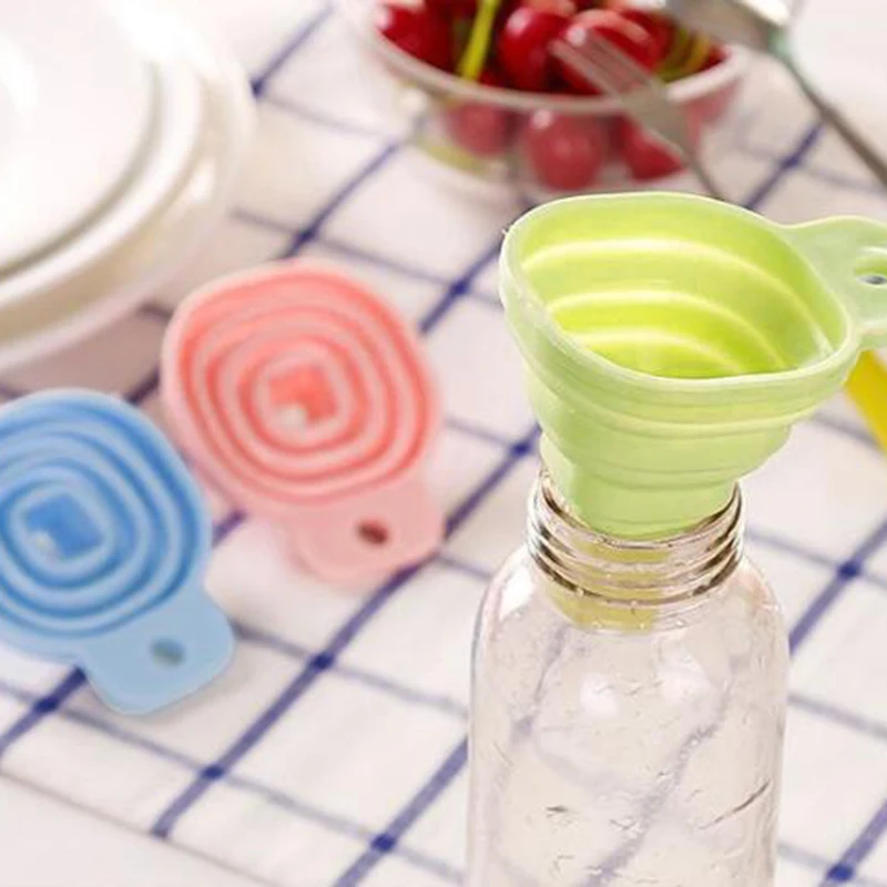 

Soft Foldable Kitchen Tool DIY Food-Grade Folding Silicone Funnel Household Liquid Dispensing Mini Funnel Oil Bottle Collapsible