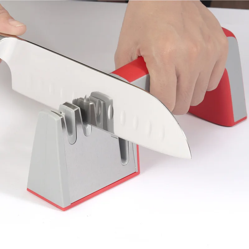 

Knife Sharpener,3-Stage Sharpener Manual Sharpening Non-Slip Stable 4-in-1 Stainless Steel Diamond Kitchen Knife Accessories
