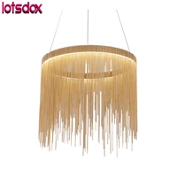 included with led strip modern black round ring pendant light aluminum chains tassel shaped hanging lamp for dining room shop