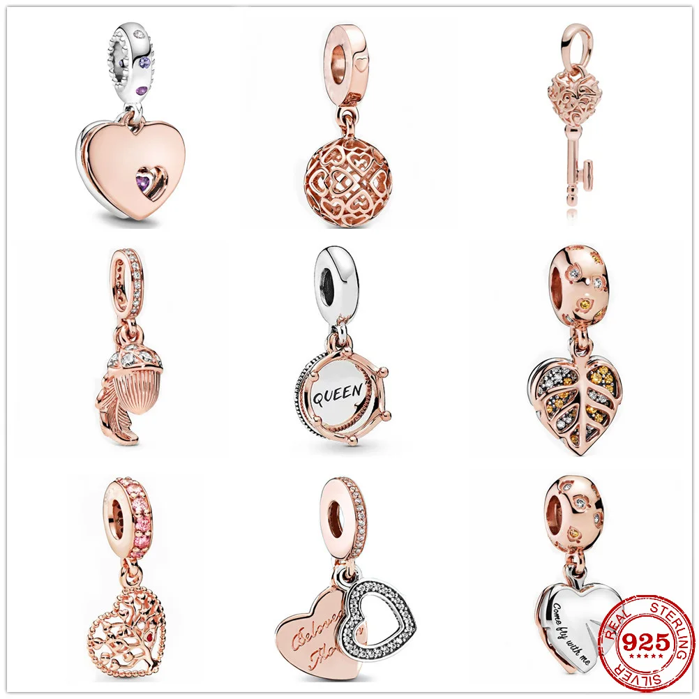 Новинка бусины-подвески в виде серебряного сердца подходят под розовое золото