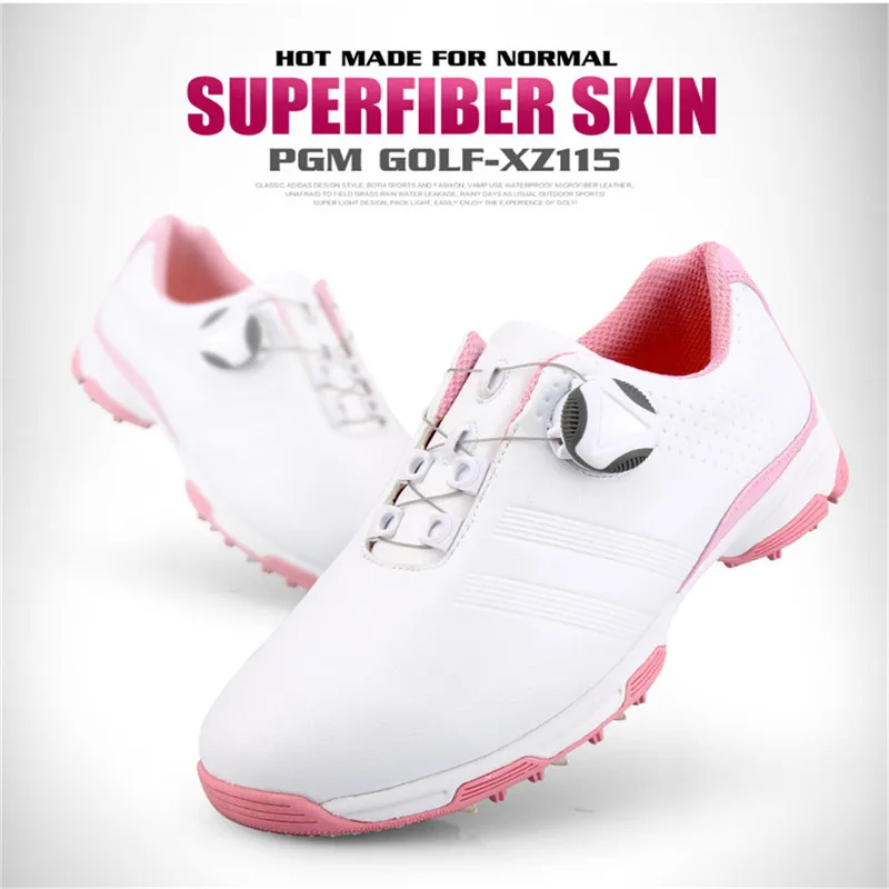 

PGM Golf Shoes ladies Waterproof Sports Shoes Knobs Buckle Shoes Mesh Lining Breathable Anti-slip Sneakers