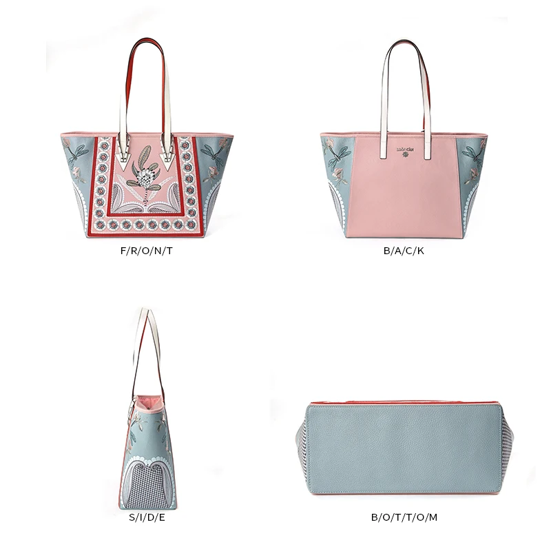 LIAN CAN вместительная Повседневная сумка с вышивкой из натуральной кожи сумки