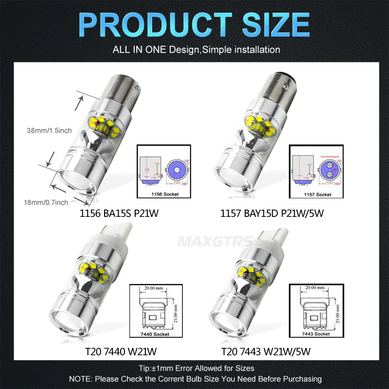 2x S25 1156 1157 7440 7443 W21W BA15S P21W 100W чип CREE XBD светодиодные фонари заднего хода DRL сигнал