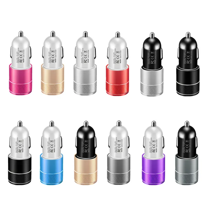 Автомобильное зарядное устройство мини для автомобиля с двумя портами USB адаптер