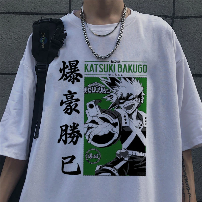 

My Hero Academia T Shirt Men Kawaii Cartoon Bakugou Graphic Tshirt Funny Anime Boku No Hero Academia T-shirt Unisex Top Tee Male