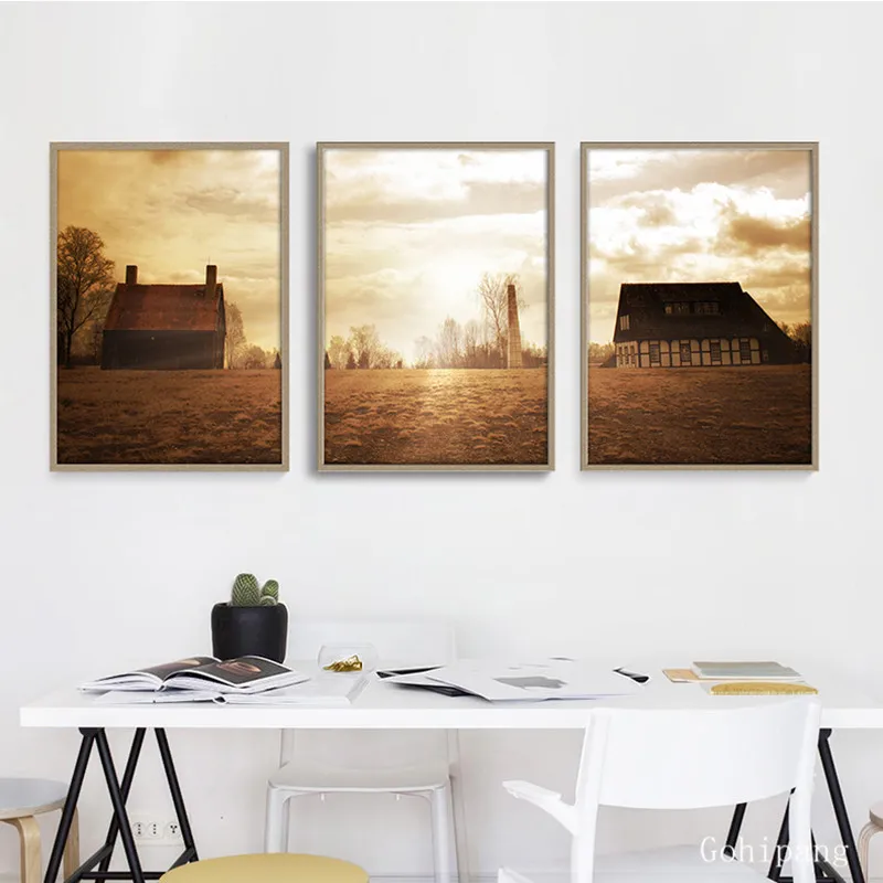 Картины на холсте настенные художественные принты 3 шт. винтажные деревенские