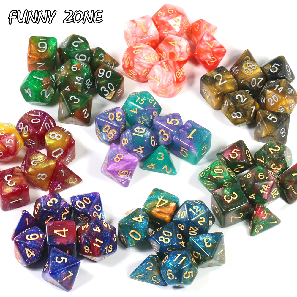 Набор многогранных игральных костей Starry Sky 7 Die Series D20 D12 D10 D8 D6 D4 игральные кости DND