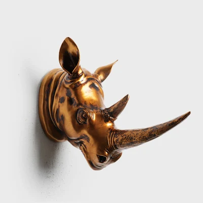 

Horse Rhinoceros head retro creative home pendant resin deer head animal head wall hanging decorations cculpture statue