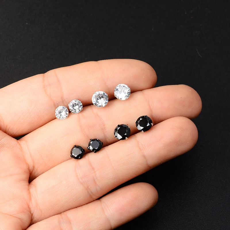 1 пара сережек Для Пирсинга Ушей серьги гвоздики для девочек с кристаллами