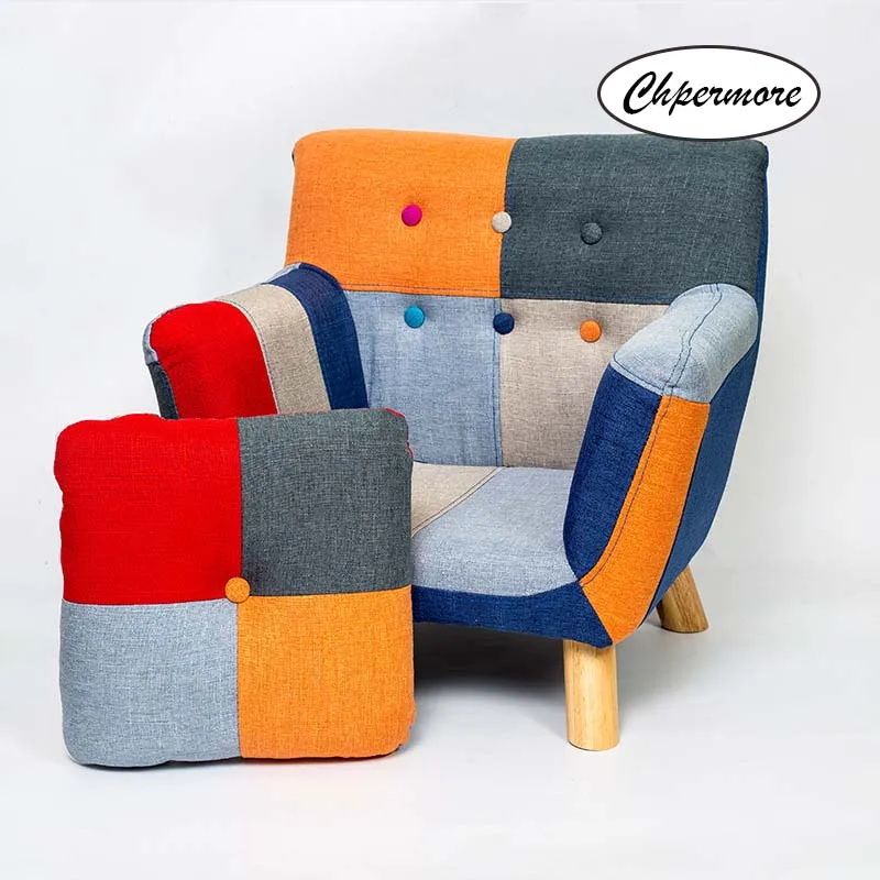 

New Chpermore Children lazy sofa Simple mini rural patchwork personality Comfortable Living room leisure sofa Kids armchair