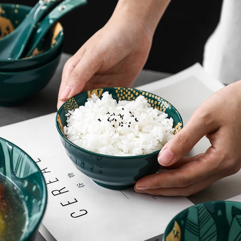 4.5 inch Ceramic Wave Rice Bowl Japanese Style Relief Kimchi Eating Dish Salad Noodle Soup Household Kitchen Tableware | Дом и сад