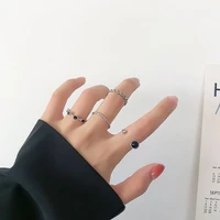 4 piece set of fashionable cold wind open hollow geometric ring retro personality index finger ring bracelet