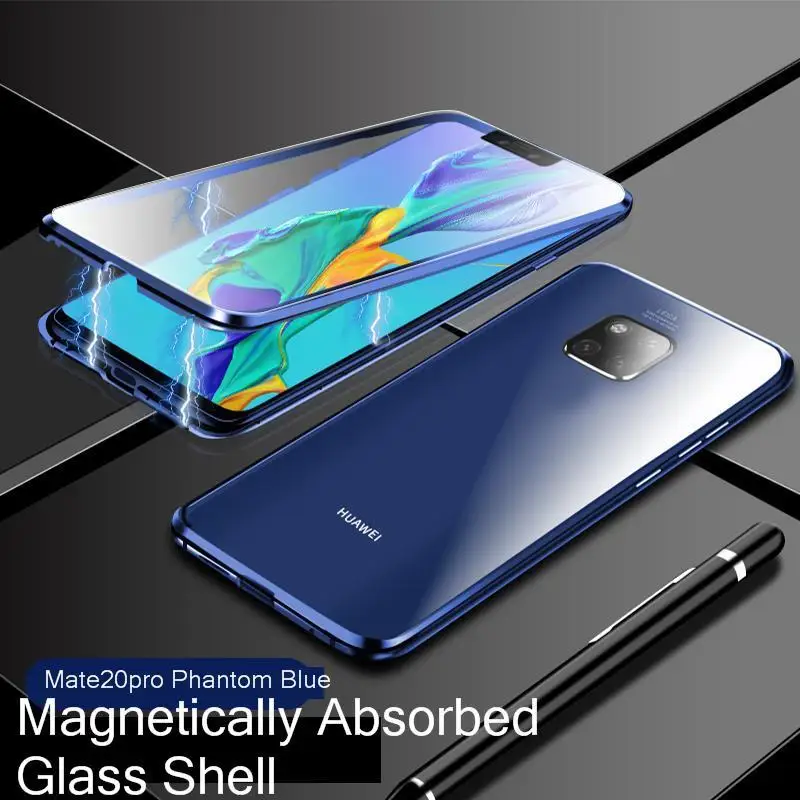 Магнитный 360 Полный Чехол для huawei mate 20 Pro P30 mate 20 Lite металлический передний задняя крышка из закаленного стекла huawei mate 20 Pro 20X чехлы