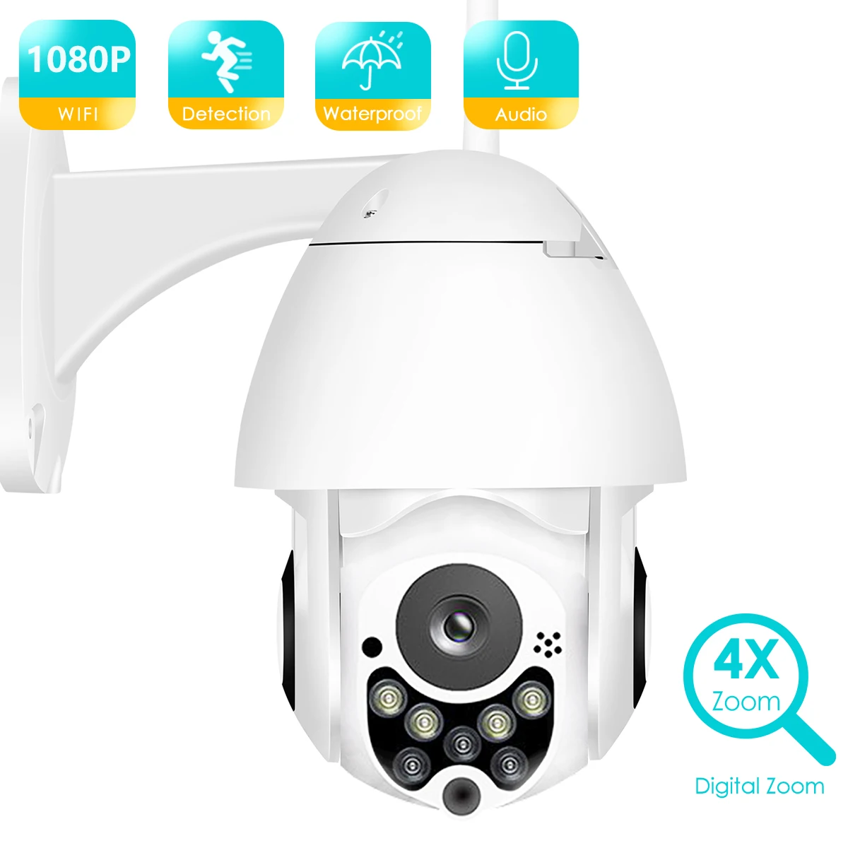

BESDER 1080P PTZ Speed Dome IP Camera Outdoor Waterproof IP66 WiFi Security Camera 4X Digital Zoom Two Way Audio App YCC365