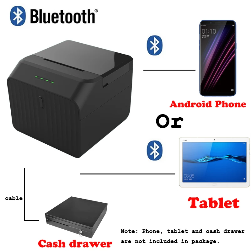 Поддержка Loyverse 58 мм Bluetooth USB чековый Термопринтер для Android iOS оконная Pos-система