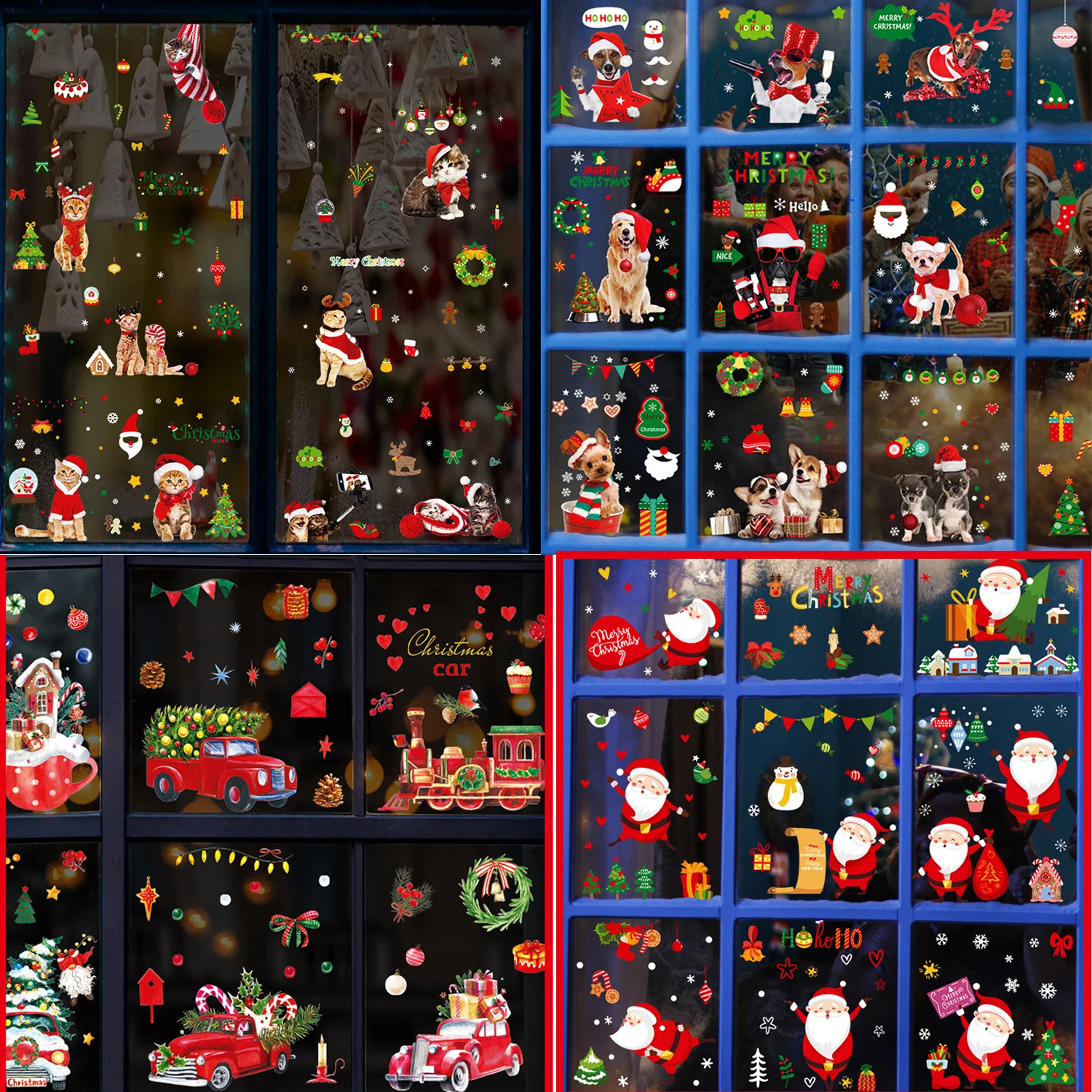 Новогодние рождественские настенные наклейки с животными на окно Декоративные