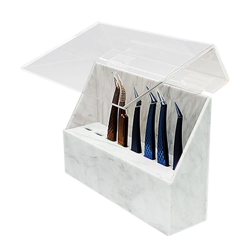 

Eyelash Tweezers Storage Rack 8 Holes Clamshell Acrylic Eyelash Extension Tools Organizer Holder Stand Shelf