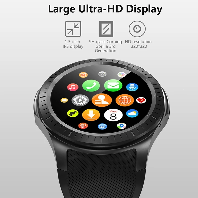 DM368 Plus умные часы Bluetooth Smartwatch 4G Network MT6739 Android 7 1 Гб + 16 ГБ с пульсометром Gps Wifi черный |