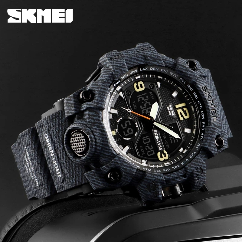 

SKMEI Brand Luxury Military Sports Watches Men Quartz Analog LED Digital Clock Man Waterproof Dual Display Wristwatches Relogio